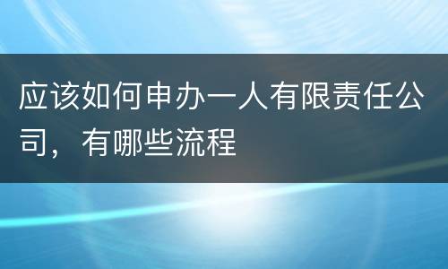 应该如何申办一人有限责任公司，有哪些流程