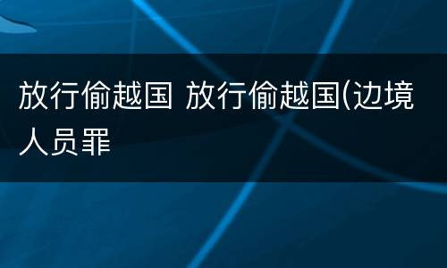 放行偷越国 放行偷越国(边境人员罪