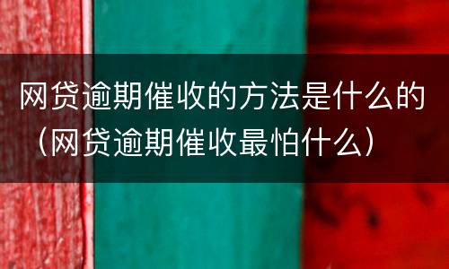 网贷逾期催收的方法是什么的（网贷逾期催收最怕什么）