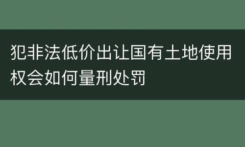 犯非法低价出让国有土地使用权会如何量刑处罚