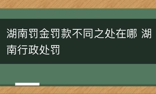 湖南罚金罚款不同之处在哪 湖南行政处罚