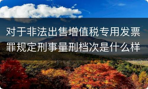 对于非法出售增值税专用发票罪规定刑事量刑档次是什么样