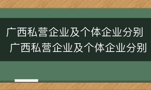 广西私营企业及个体企业分别 广西私营企业及个体企业分别有多少家