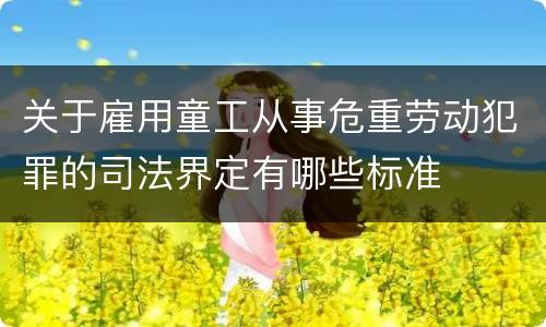 关于雇用童工从事危重劳动犯罪的司法界定有哪些标准