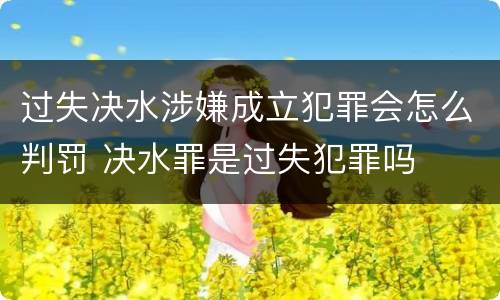 过失决水涉嫌成立犯罪会怎么判罚 决水罪是过失犯罪吗