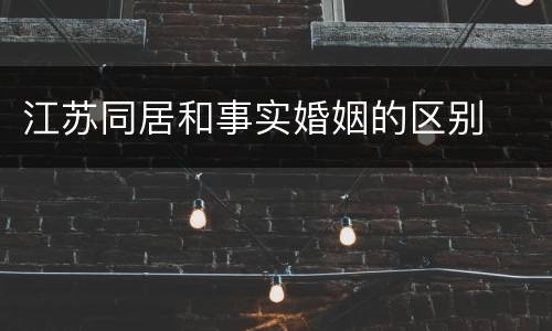 江苏同居和事实婚姻的区别