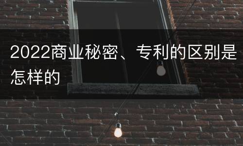 2022商业秘密、专利的区别是怎样的