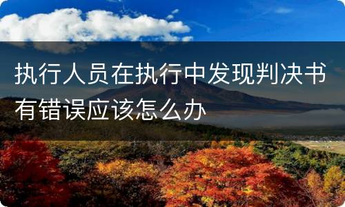 执行人员在执行中发现判决书有错误应该怎么办