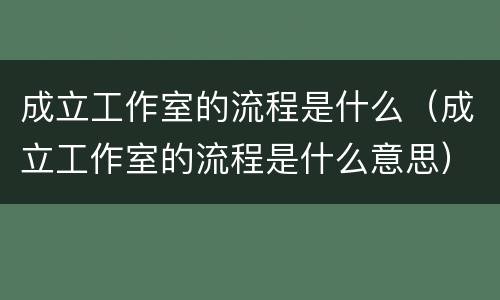 成立工作室的流程是什么（成立工作室的流程是什么意思）