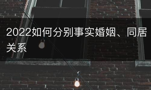 2022如何分别事实婚姻、同居关系
