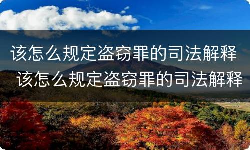 该怎么规定盗窃罪的司法解释 该怎么规定盗窃罪的司法解释呢