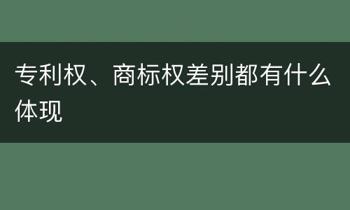 专利权、商标权差别都有什么体现