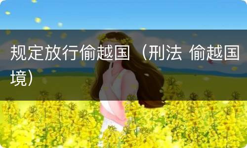 规定放行偷越国（刑法 偷越国境）