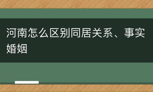 河南怎么区别同居关系、事实婚姻