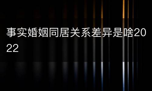 事实婚姻同居关系差异是啥2022