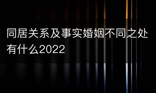 同居关系及事实婚姻不同之处有什么2022