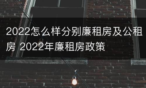 2022怎么样分别廉租房及公租房 2022年廉租房政策