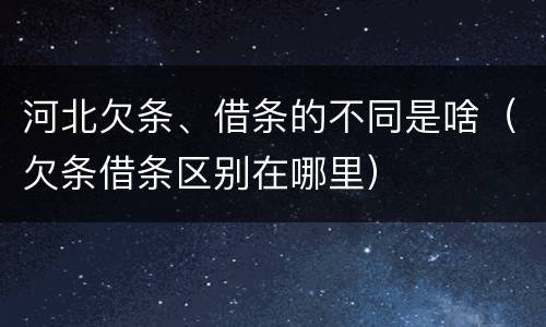 河北欠条、借条的不同是啥（欠条借条区别在哪里）