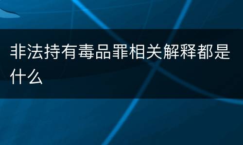 非法持有毒品罪相关解释都是什么