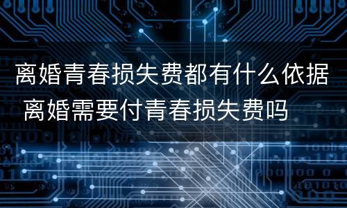 离婚青春损失费都有什么依据 离婚需要付青春损失费吗