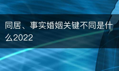 同居、事实婚姻关键不同是什么2022