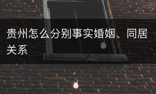 贵州怎么分别事实婚姻、同居关系