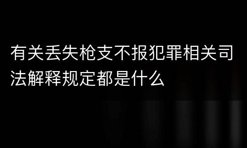有关丢失枪支不报犯罪相关司法解释规定都是什么