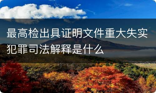 最高检出具证明文件重大失实犯罪司法解释是什么