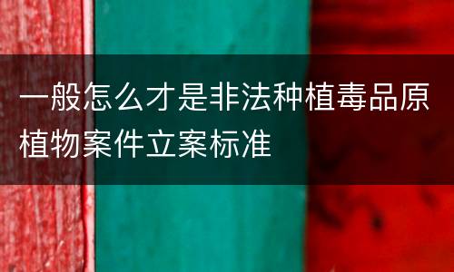 一般怎么才是非法种植毒品原植物案件立案标准