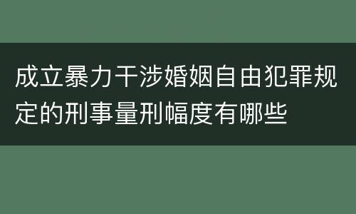 成立暴力干涉婚姻自由犯罪规定的刑事量刑幅度有哪些