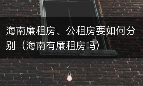 海南廉租房、公租房要如何分别（海南有廉租房吗）