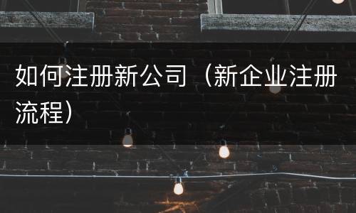 如何注册新公司（新企业注册流程）
