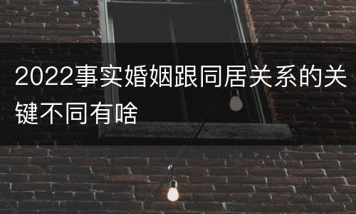 2022事实婚姻跟同居关系的关键不同有啥