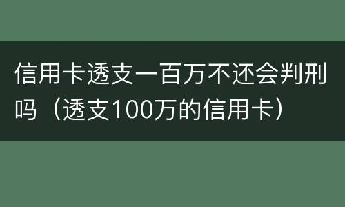 信用卡透支一百万不还会判刑吗（透支100万的信用卡）