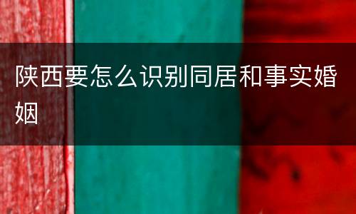 陕西要怎么识别同居和事实婚姻