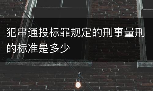 犯串通投标罪规定的刑事量刑的标准是多少