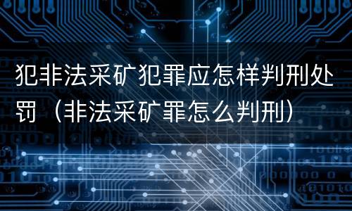 犯非法采矿犯罪应怎样判刑处罚（非法采矿罪怎么判刑）