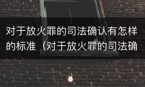 对于放火罪的司法确认有怎样的标准（对于放火罪的司法确认有怎样的标准和要求）