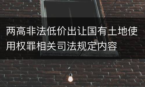 两高非法低价出让国有土地使用权罪相关司法规定内容