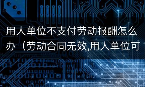 用人单位不支付劳动报酬怎么办（劳动合同无效,用人单位可以不支付劳动报酬吗）