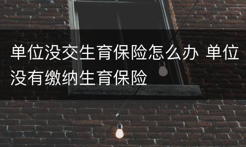 单位没交生育保险怎么办 单位没有缴纳生育保险