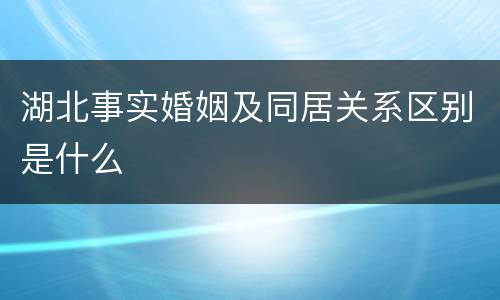 湖北事实婚姻及同居关系区别是什么