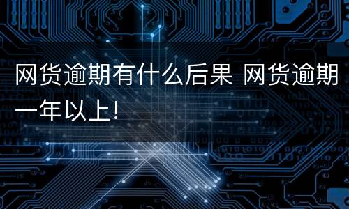 网货逾期有什么后果 网货逾期一年以上!