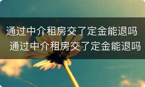 通过中介租房交了定金能退吗 通过中介租房交了定金能退吗