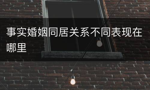 事实婚姻同居关系不同表现在哪里