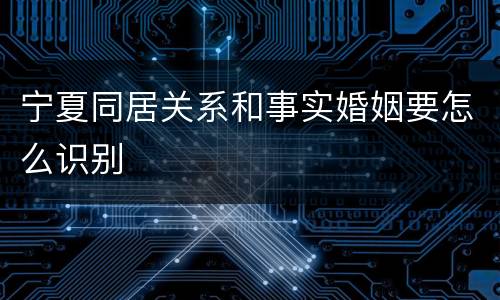 宁夏同居关系和事实婚姻要怎么识别
