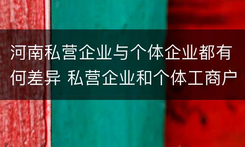 河南私营企业与个体企业都有何差异 私营企业和个体工商户的区别哪些?