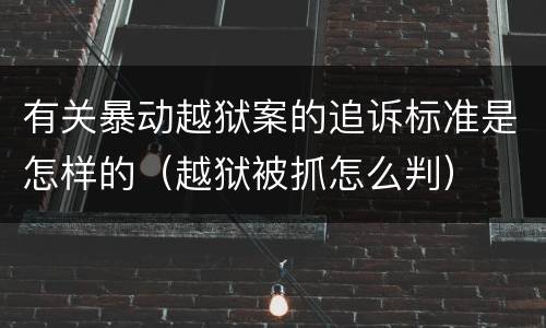 有关暴动越狱案的追诉标准是怎样的（越狱被抓怎么判）