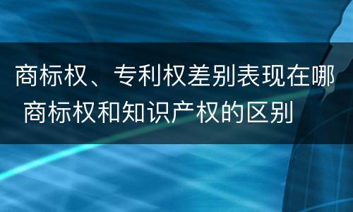 商标权、专利权差别表现在哪 商标权和知识产权的区别
