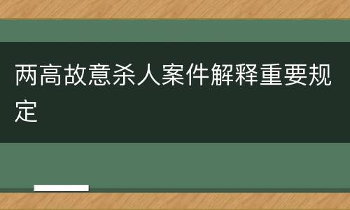 两高故意杀人案件解释重要规定